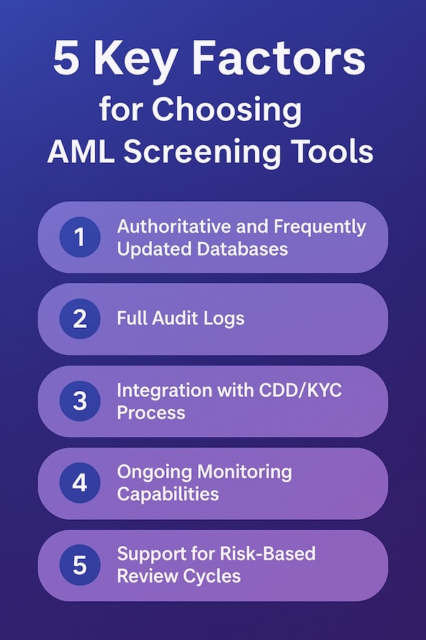 5 Key Factors for Choosing AML Screening Tools